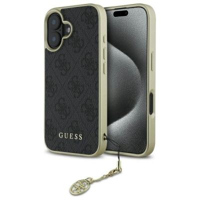 Guess 4G Charms Collection Hülle für iPhone 16 – Schwarz