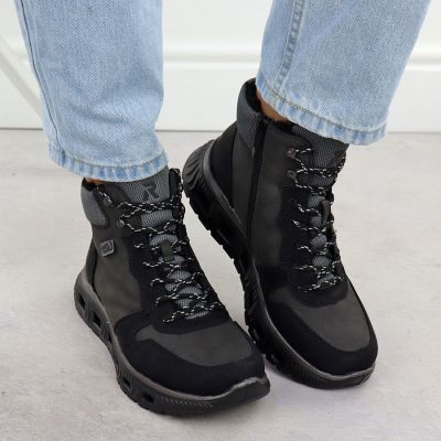 6. Rieker M6023-45 ultraleichte, wasserdichte Damen-Ankle-Boots in Schwarz