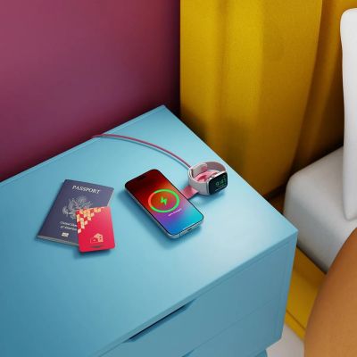 7. Twelve South ButterFly SE - Qi2 kabelloses Ladegerät für zwei Geräte, kompatibel mit MagSafe, USB-C-Kabel im Lieferumfang enthalten (rosa)