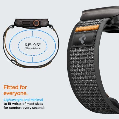 7. Spigen Athlex Air 2 Armband für Apple Watch (44 / 45 / 46 / 49 mm) – Schwarz und Orange