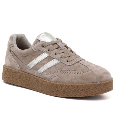 Beigefarbene Plateau-Sneaker aus Leder für Damen, S.Barski LR62-7107