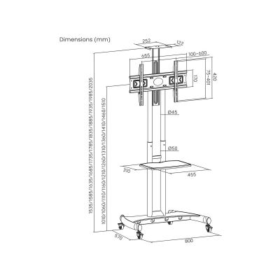 6. Art Mobile Stand + TV-Halterung für 32-70 Zoll 45 kg S-12 VESA 600x400