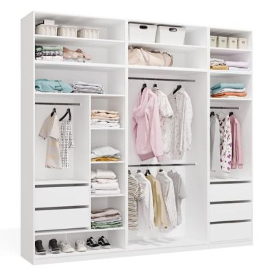 2. Modularer Kleiderschrank OPENO SET 260/250 WEISS mit Schubladen, Kleiderstangen und Einlegeböden – groß, fürs Schlafzimmer