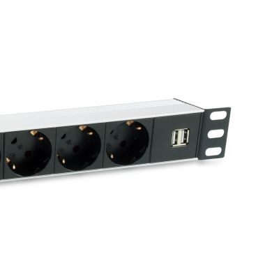 3. Equip 333315 PDU Stromverteilungseinheit 7 x Netzwerkdosen 1U Schwarz, Silber