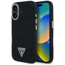 Guess Denim Triangle Logo MagSafe Hülle für iPhone 16 - Schwarz