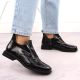 17. Damen-Lackleder-Stiefeletten in Kroko-Optik mit Zierelement, schwarz, Filippo DBT6425