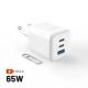 Festes Mini-Ladegerät 1x USB-A 2x USB-C 3,25 A (FIXCG65M-2C1A-WH)