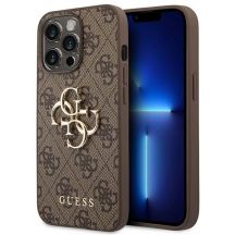 Guess 4G Big Metal Logo Case für iPhone 14 Pro - Braun