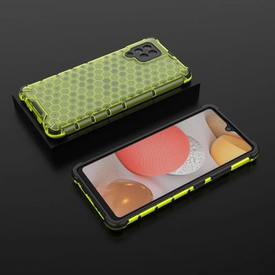 3. Honeycomb Handyhülle Schutzhülle mit TPU Rahmen für Samsung Galaxy A42 5G grün