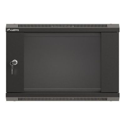 14. Wandmontierter Installationsschrank 19" 6U 540x350 schwarze Glastür LANBERG (Flat Pack)