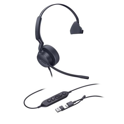 3. Yealink UH44 Mono Teams USB-C/A Headset mit Kabel und Kopfbügel, geeignet für Büro/Callcenter, USB Typ-C / USB Typ-A, Schwarz