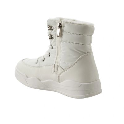 4. Lee Cooper Damen-Winterstiefel, weiße, gefütterte Stiefeletten mit Reißverschluss