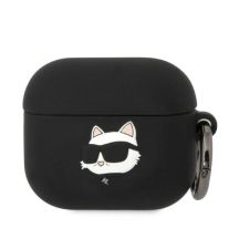 Karl Lagerfeld KLA3RUNCHK AirPods 3 Cover schwarz/schwarz Silikon Choupette Head 3D