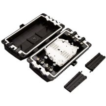 Flache Glasfaser-Durchgangsmuffe für 24 Spleiße KOMPLETT (vollständig ausgestattet: Spleißkassetten, Spleißschutz, Montageelemente, Schrumpfschläuche) ALANTEC