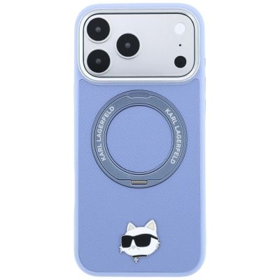 3. Karl Lagerfeld mit Ringständer 360 Choupette Head Pin MagSafe Hülle für iPhone 18 Pro / 17 Pro - Hellblau