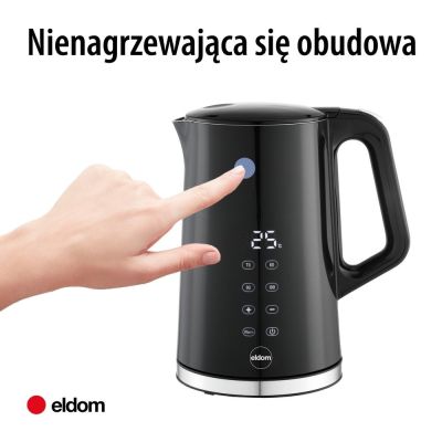 11. ELDOM Akku-Wasserkocher mit Temperaturregelung C540 Jetty 1,7 l 2200 W Schwarz