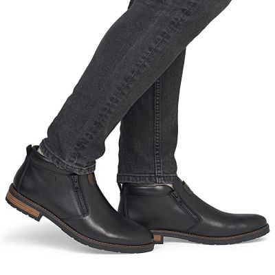 12. Schwarze Herren-Ankle-Boots aus Leder mit Reißverschluss, Rieker 14656-00