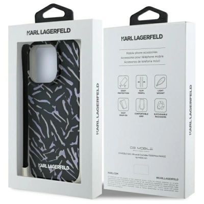7. Karl Lagerfeld Zebra mit Kordelhülle für iPhone 16 Pro – Lila