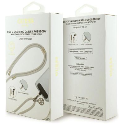 4. Guess CBDY 4G Charm USB-C / USB-C Kabel 150cm - Beige