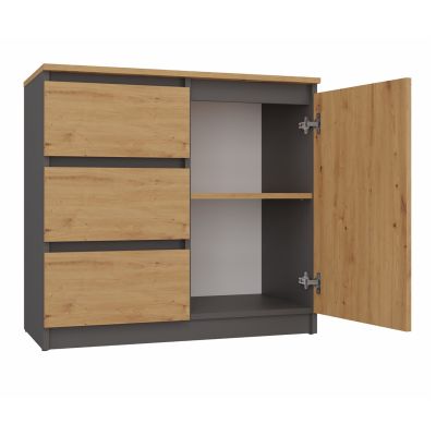 2. Kommode mit 1 Tür und 3 Schubladen, Tischkunst-Set von ANT/ART