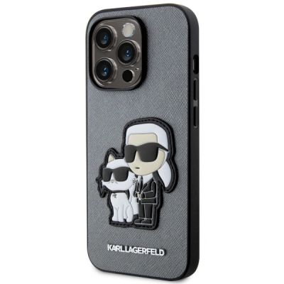 2. Karl Lagerfeld Saffiano Karl & Choupette Hülle für iPhone 14 Pro 6 - Silber