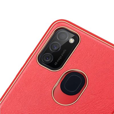 6. Dux Ducis Yolo elegantes Cover aus ökologischem Leder für Samsung Galaxy M30s rot