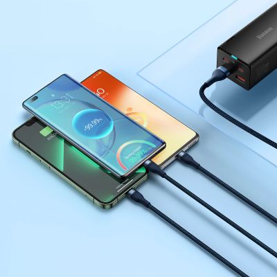 9. Baseus Flash Series II Kabel USB - USB Type C / Lightning / Micro USB 100 W 1,2 m blau (CASS030003)