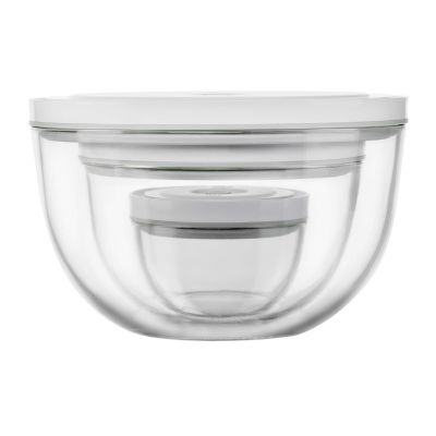 3. Set aus 3 Glas-Vakuumschüsseln mit Deckel