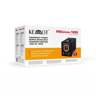 5. KEMOT PROsinus-1000 Notstromversorgung, reiner Sinuswellenwandler mit Ladefunktion, 12 V/230 V, 1000 VA/700 W – Schwarz