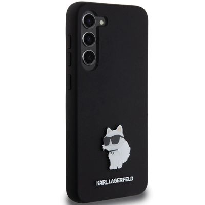 4. Karl Lagerfeld Silikon Choupette Metal Pin Hülle für Samsung Galaxy S23+ – Schwarz