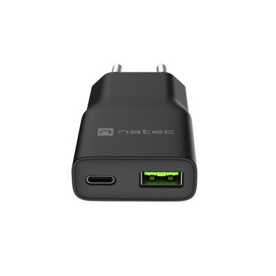 8. NATEC RIBERA GAN SLIM WANDLADEGERÄT 1x USB-A + 1x USB-C 20W SCHWARZ