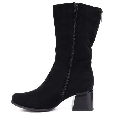 8. Schwarze Damen-Stiefeletten mit kurzem Absatz aus Wildleder, Modell Jezzi ASA269-7