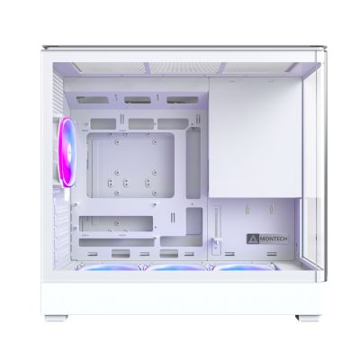 4. Montech KING 15 PRO PC-Gehäuse, Mini-Gehäuse, mATX, gehärtetes Glas, RGB – weiß