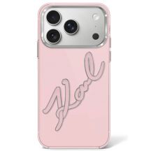 Karl Lagerfeld IML Big Signature Schutzhülle mit Metallrahmen aus Kunstharz für iPhone 17 Pro / 18 Pro – Pink