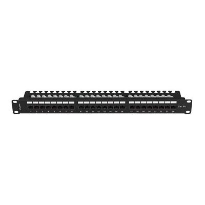 4. Patchpanel mit 24 Ports, 1 HE, 19 Zoll, Kategorie 6A UTP, mit Kabelorganisator, schwarz, LANBERG