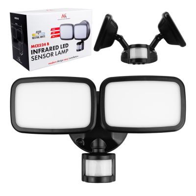 4. MACLEAN LED-Wandleuchte mit PIR-Sensor, 20 W, 1500 lm, IP65, Neutralweiß 4000 K, Schwarz MCE524 B