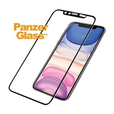2. PanzerGlass E2E Super+ gehärtetes Glas mit Kameraabdeckung mit Swarovsky-Kristall für iPhone XR / 11 – mit schwarzem Rahmen
