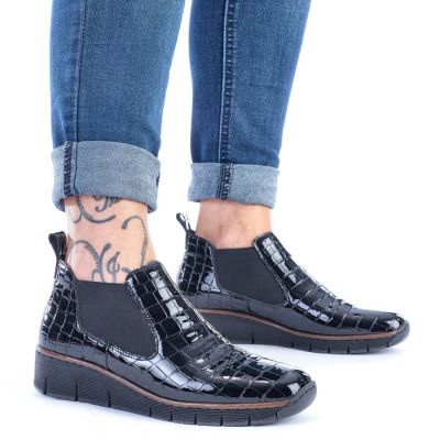 43. Rieker W R474 Schlangenleder Stiefeletten schwarz