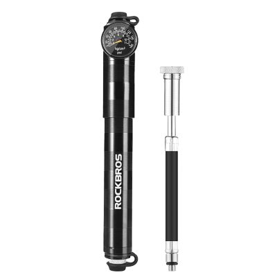 Rockbros HQ-67A-L03 BK Fahrradpumpe mit Manometer – Schwarz