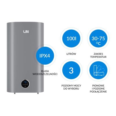 4. Elektroboiler LIN LIFVD1SMGY 100L UNIVERSAL grau WLAN