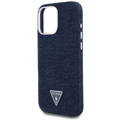 6. Guess Denim Triangle Logo MagSafe iPhone 16 Pro Hülle - Blau