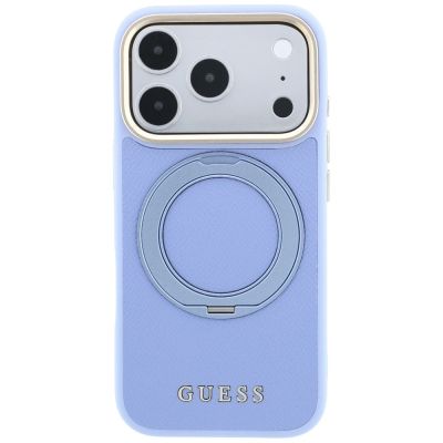 3. Guess Ring Stand 360 Grained Classic Logo MagSafe Hülle für iPhone 18 Pro Max / 17 Pro Max – hellblau