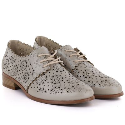 4. Damen-Oxfordschuhe mit Lochmuster, Gold, Potocki 12778