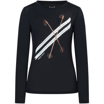 Damen-Langarmshirt SUPER.NATURAL W Kryssede Ski LS schwarz