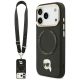 Karl Lagerfeld MagSafe Hülle mit großem Riemen und Karl-Metalllogo für iPhone 17 Pro – Schwarz