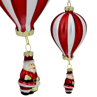 3. GLASORNAMENT IN FORM EINES BALLONS MIT WEIHNACHTSMANN SASKA GIFT & DECOR