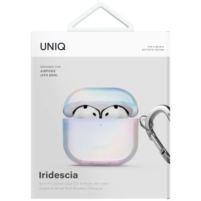 4. Uniq Iridescia Hülle für AirPods 4 Hang Case - Holoweiß