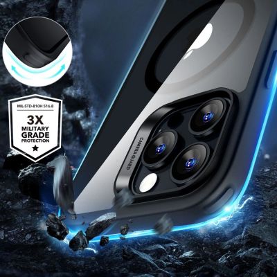 2. ESR Classic Hybrid Halolock MagSafe Hülle + gehärtetes Glas für iPhone 16 Pro – transparent mit schwarzem Rahmen