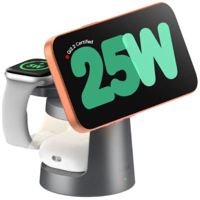 2. SODI 3-in-1 Kabelloses Ladegerät mit Nachtlicht 25W W108A - Grau