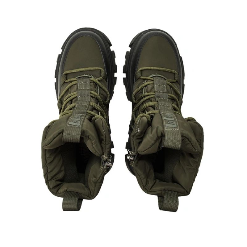 3. Lee Cooper Damen-Winterstiefel in Khaki, gefütterte Boots mit Reißverschluss